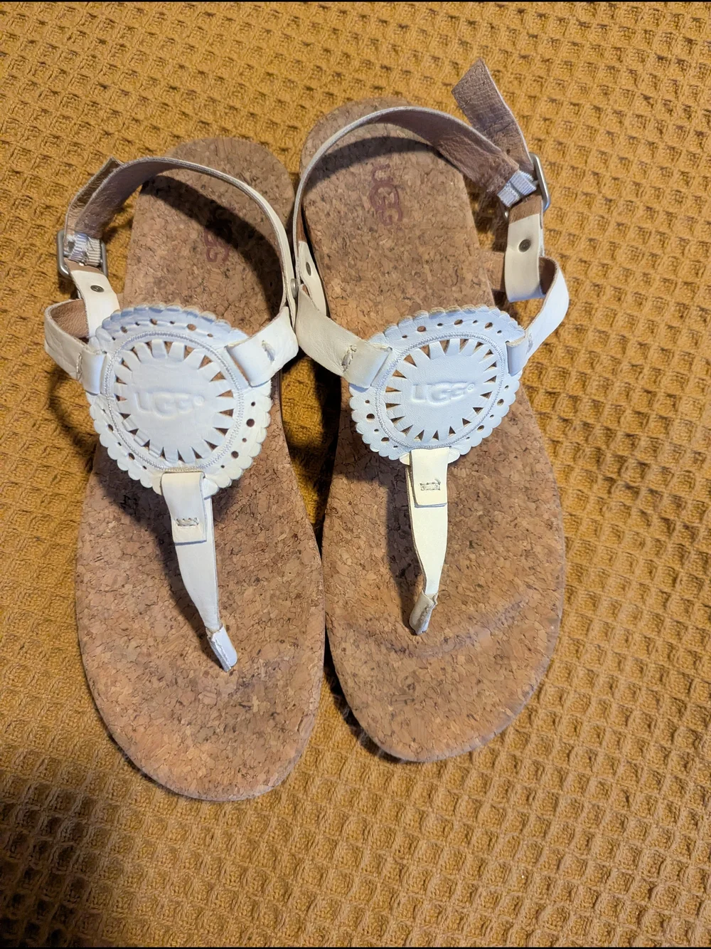 UGG Women's White Cork Thong Sandals, 9
